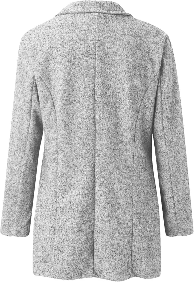 Blazer Women Long Open Soft Lined in Light Grey Stylish 2