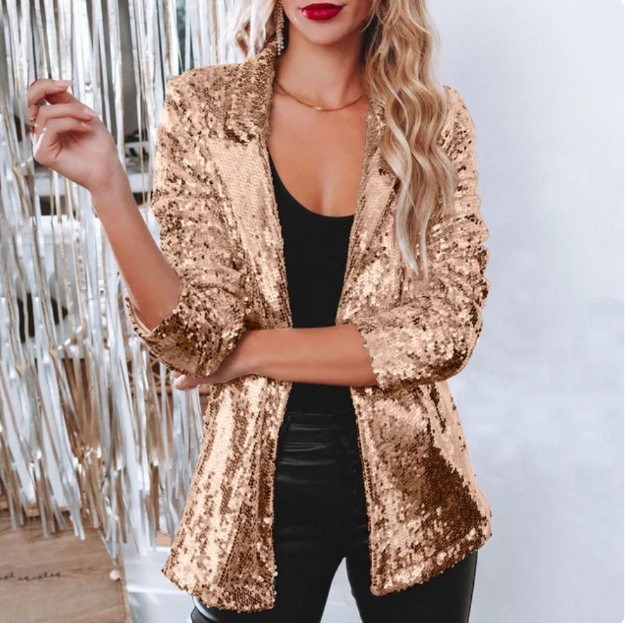 Blazer Women Sequins Shiny Open Long Sleeve for Party Outfits 5