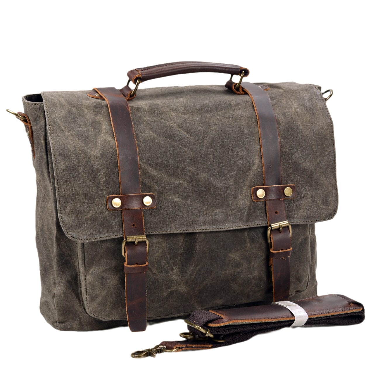 Canvas and Leather Messenger Bag | BRUGES 3