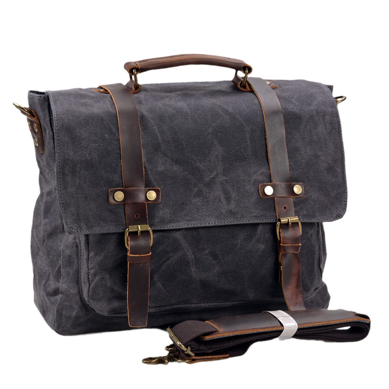 Canvas and Leather Messenger Bag | BRUGES 4