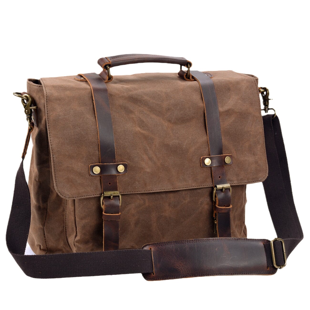 Canvas and Leather Messenger Bag | BRUGES 5