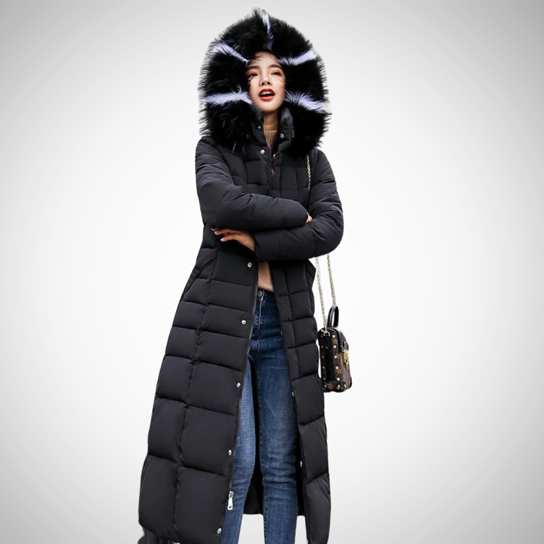 Carrie Long Belted Winter Puffer Coat for Women 1
