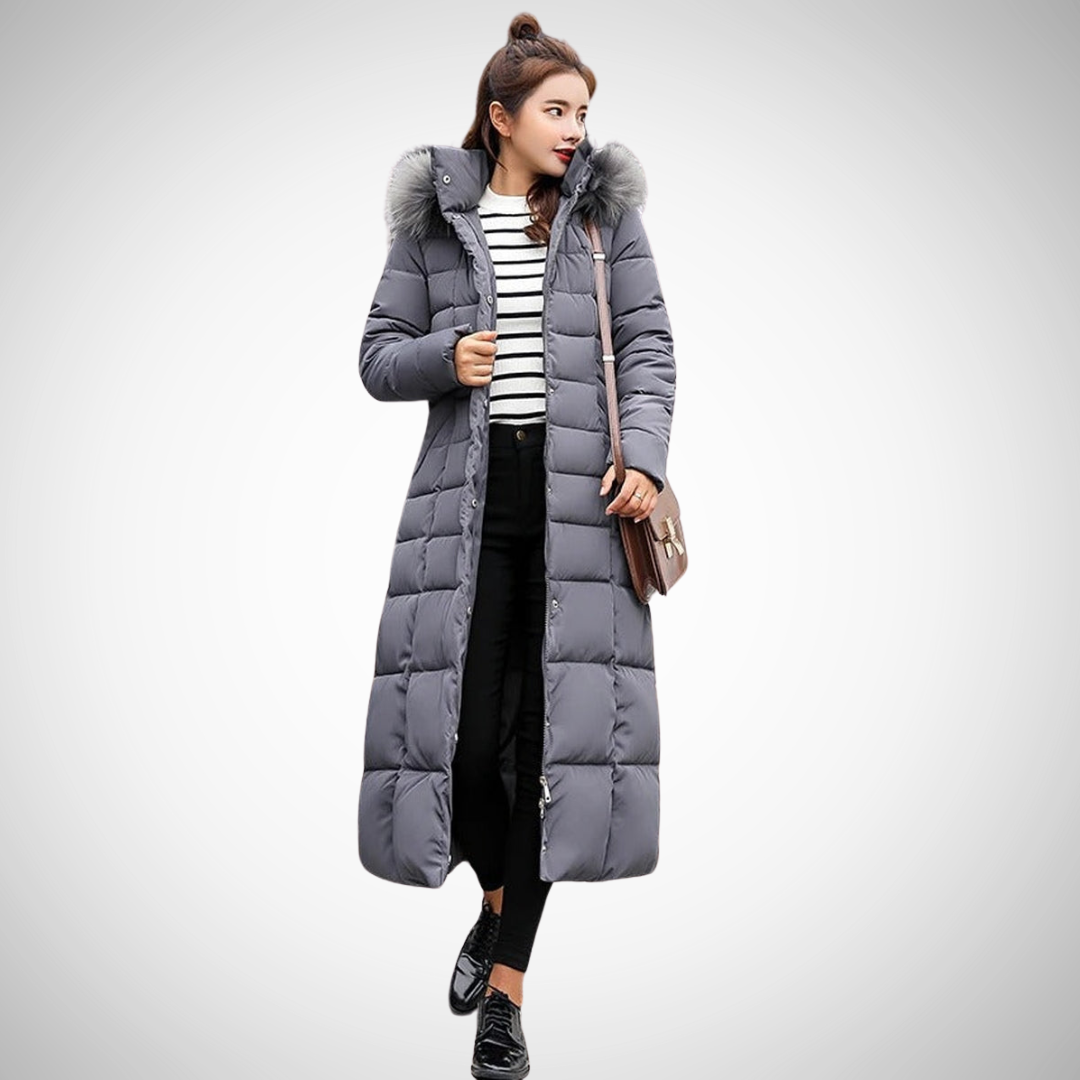 Carrie Long Belted Winter Puffer Coat for Women 2