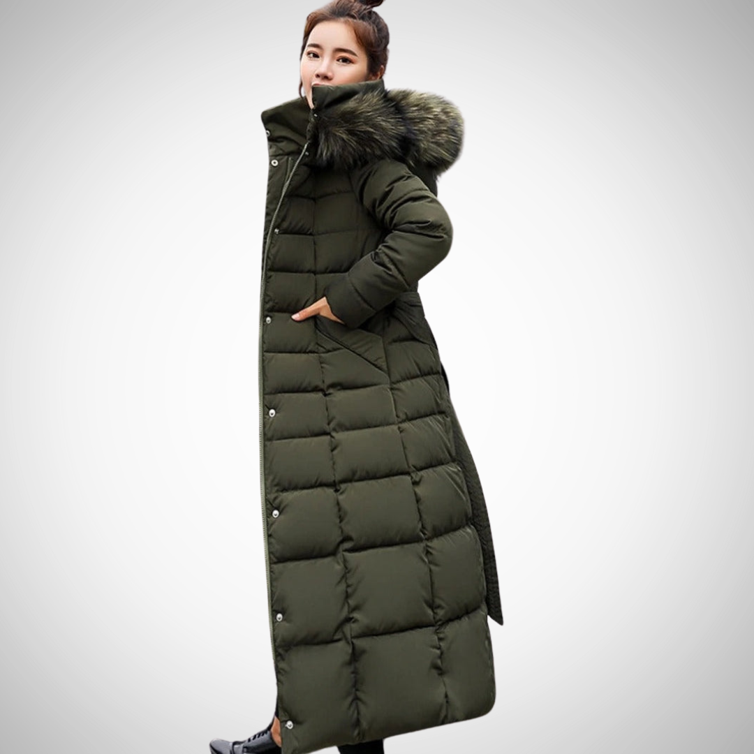 Carrie Long Belted Winter Puffer Coat for Women 3