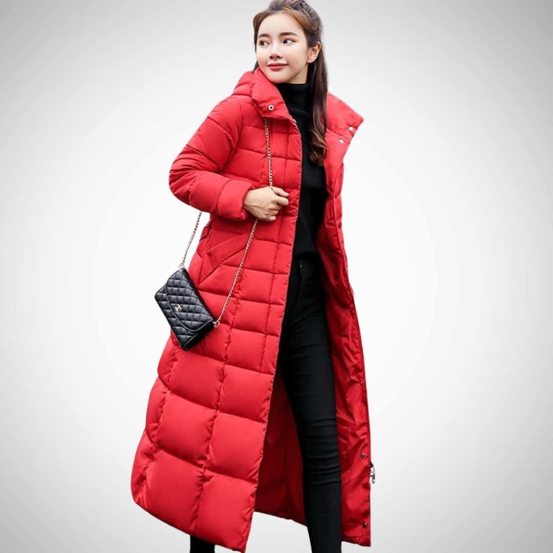 Carrie Long Belted Winter Puffer Coat for Women 4