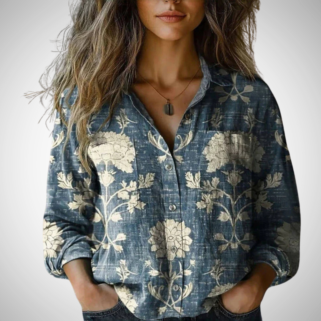 Chiara Printed Vintage Blouse for Women 2