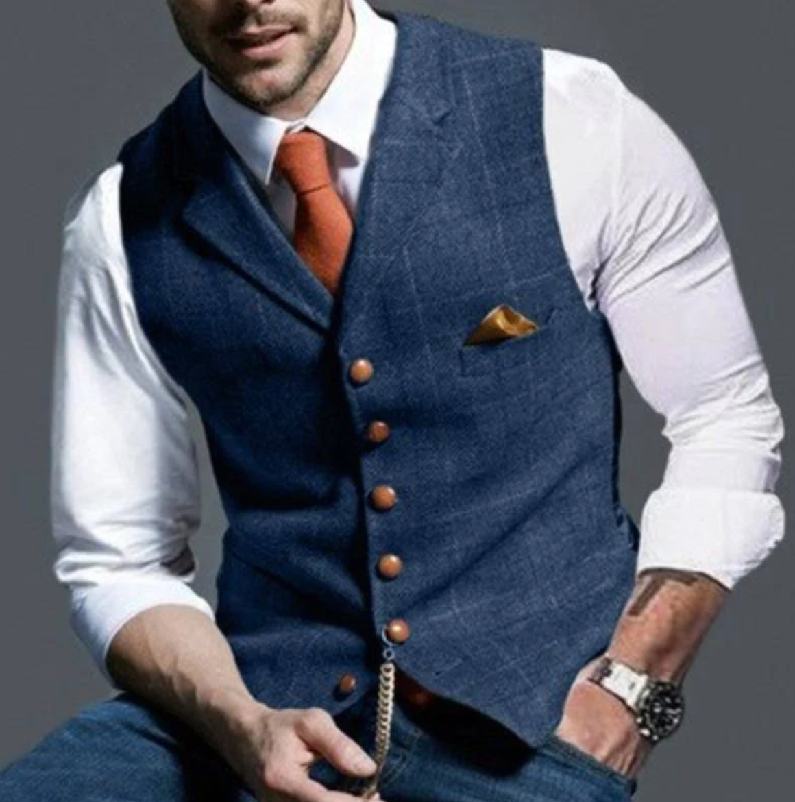 Classic Vintage Vest for Men | Lapel Collar 0