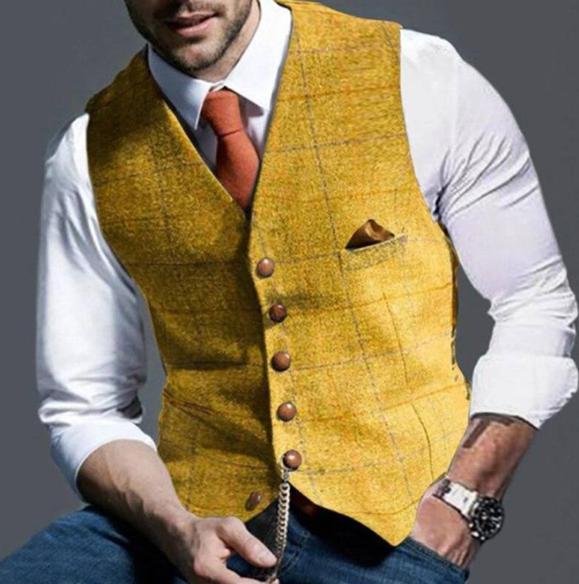 Classic Vintage Vest for Men | Lapel Collar 2