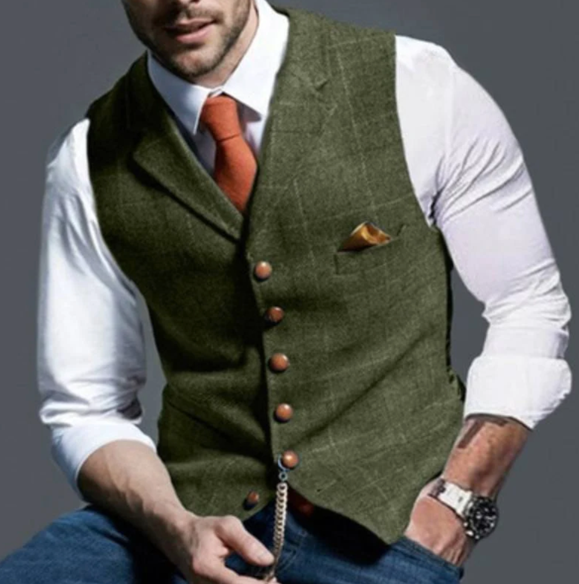 Classic Vintage Vest for Men | Lapel Collar 3