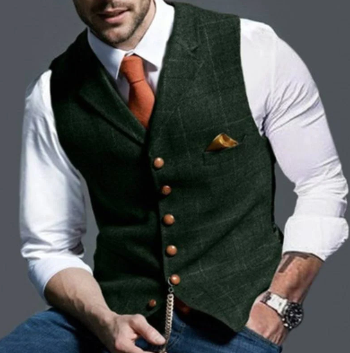 Classic Vintage Vest for Men | Lapel Collar 4