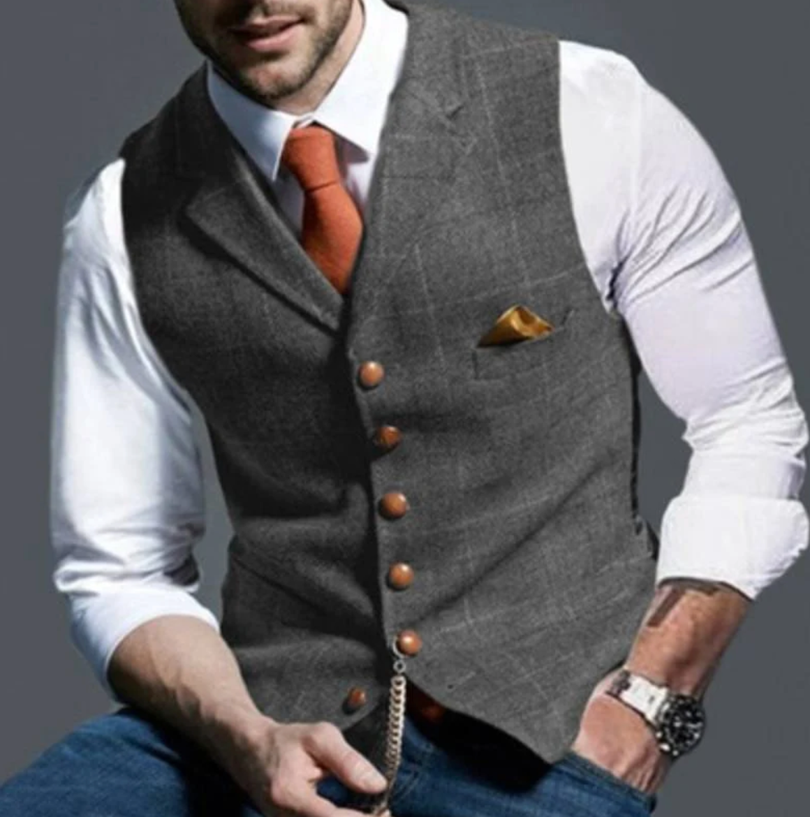 Classic Vintage Vest for Men | Lapel Collar 5