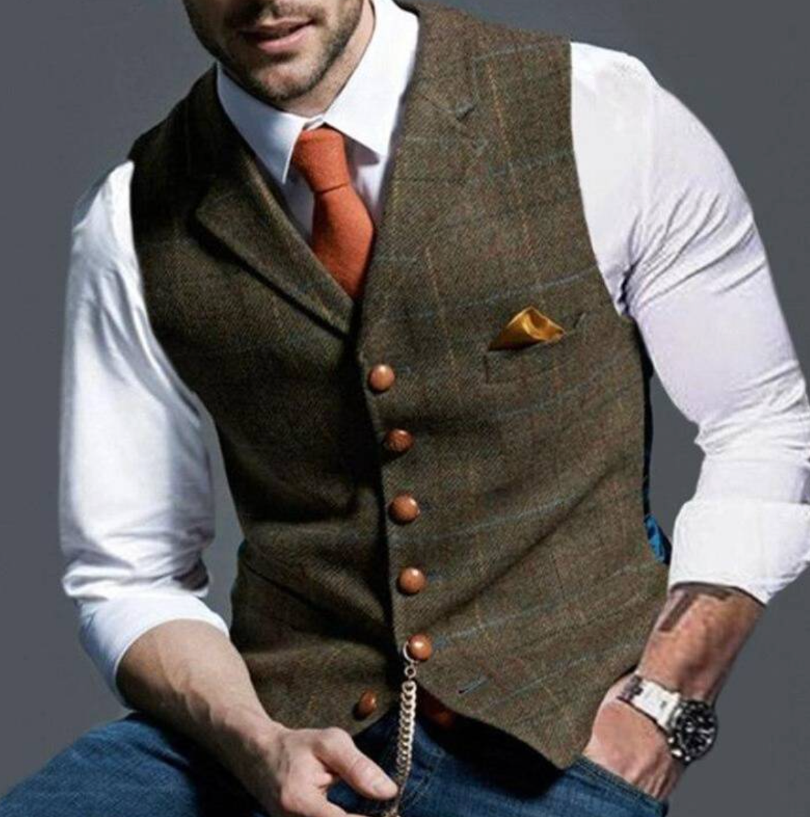 Classic Vintage Vest for Men | Lapel Collar 6
