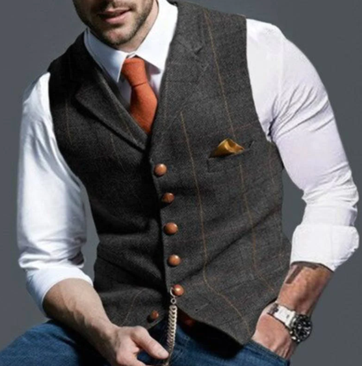 Classic Vintage Vest for Men | Lapel Collar 7