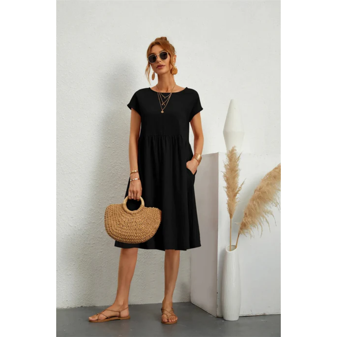 Elegant summer dress with short sleeves for women | Midi 2