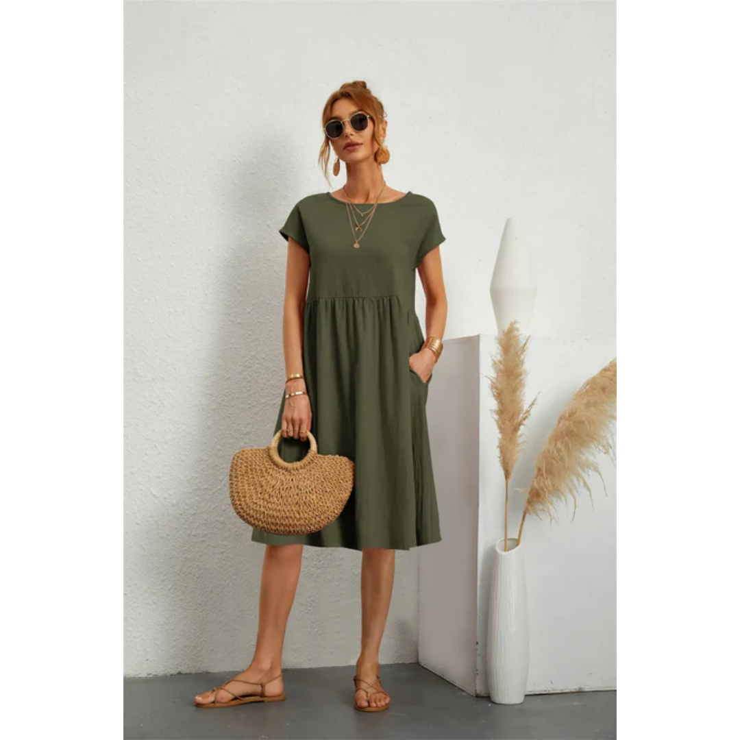 Elegant summer dress with short sleeves for women | Midi 3