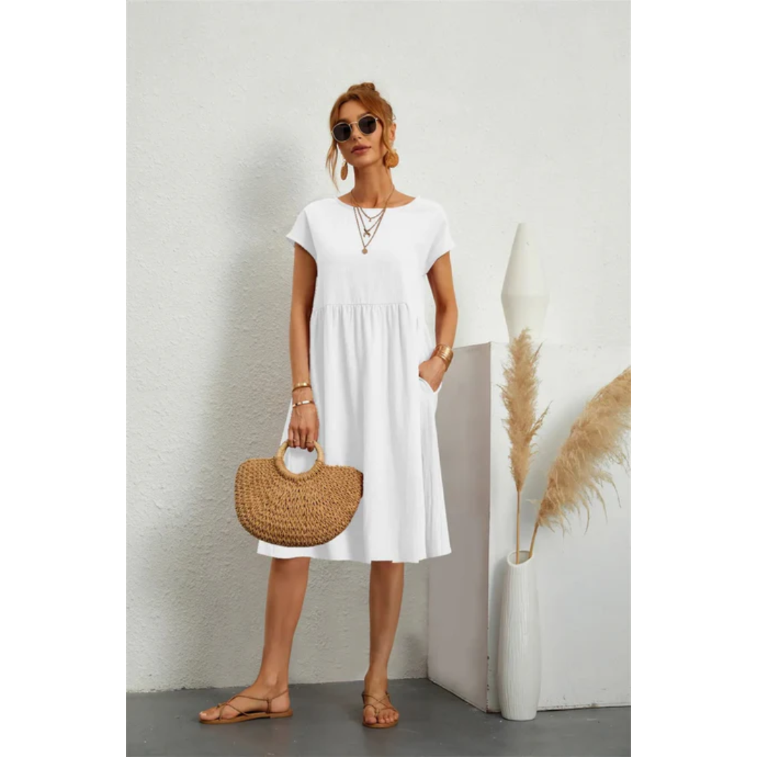 Elegant summer dress with short sleeves for women | Midi 6