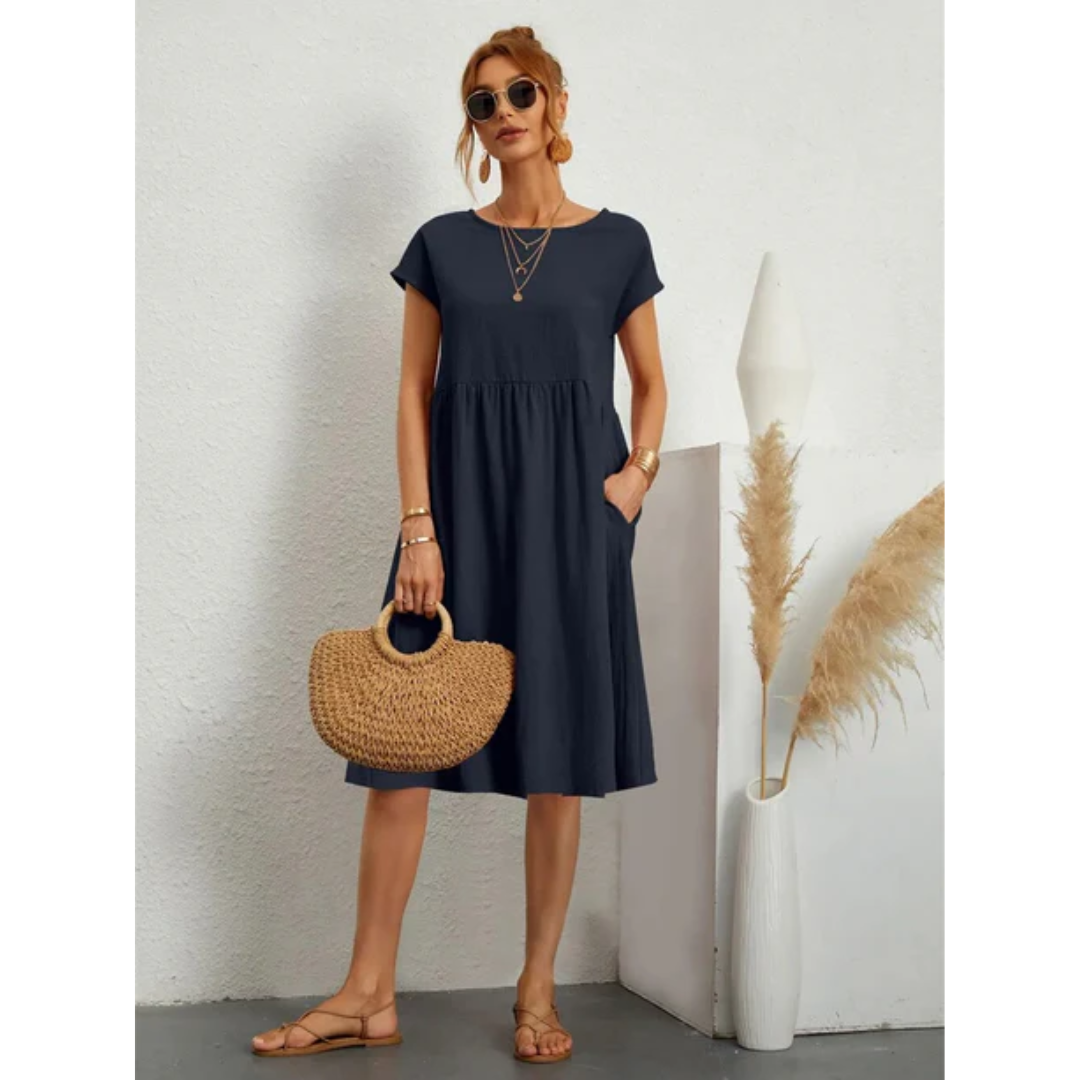 Elegant summer dress with short sleeves for women | Midi 7