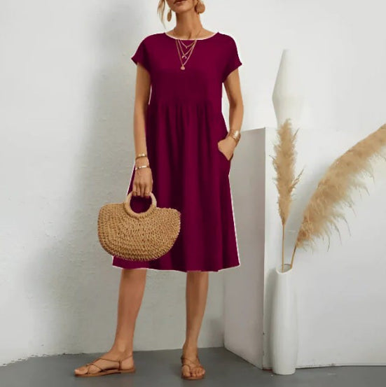 Elegant summer dress with short sleeves for women | Midi 8