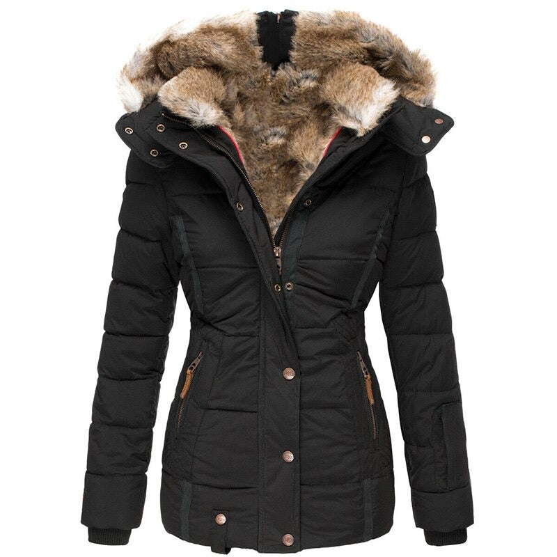Elegant women's winter coat with fur lining for cold days 0
