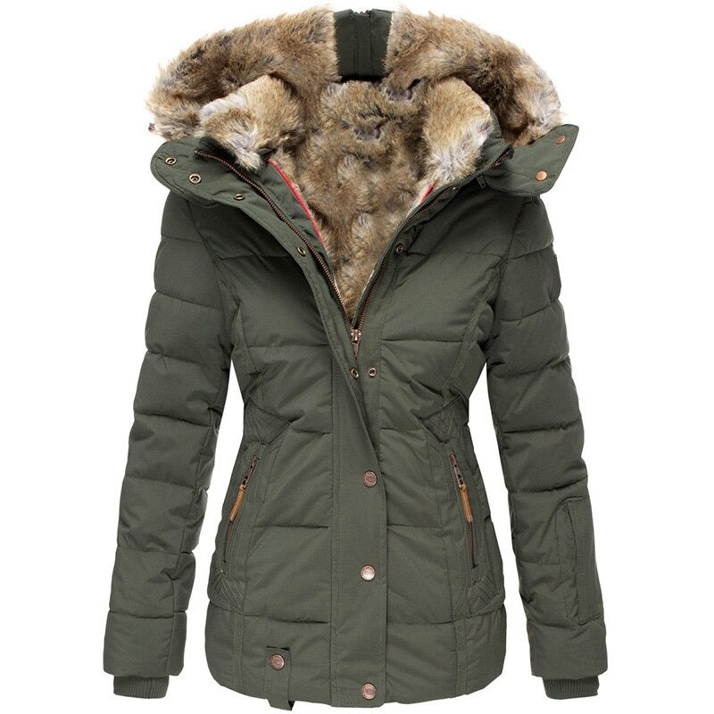 Elegant women's winter coat with fur lining for cold days 2