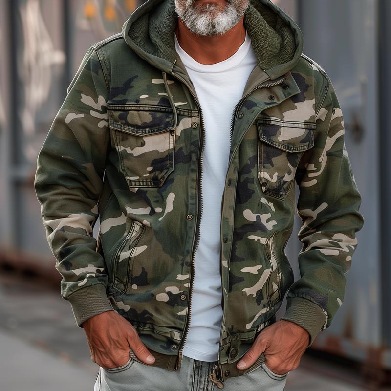 Emiliano | Camouflage-colored cargo jacket with hood 0