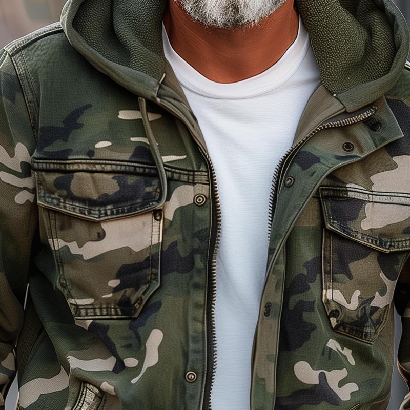 Emiliano | Camouflage-colored cargo jacket with hood 2