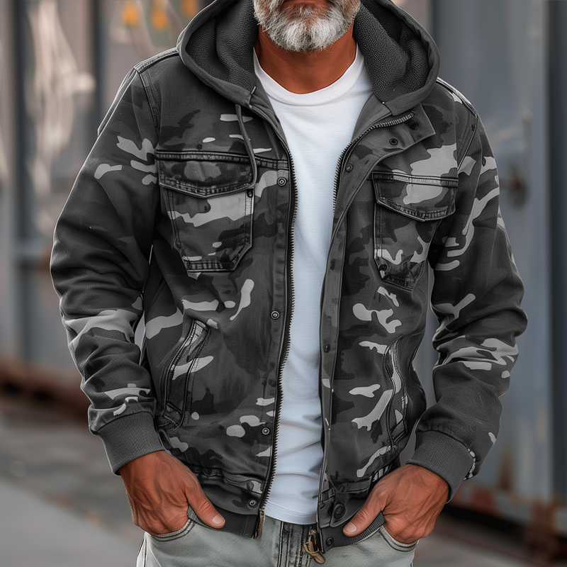 Emiliano | Camouflage-colored cargo jacket with hood 4