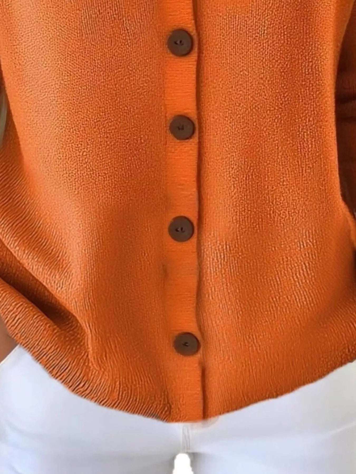 Full Size Button-Front V-Neck Cardigan Plus Size 2