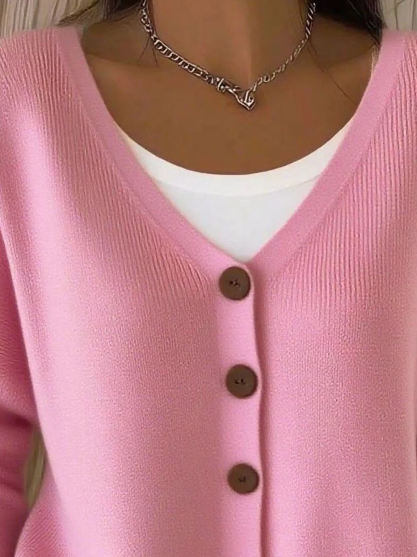 Full Size Button-Front V-Neck Cardigan Plus Size 4