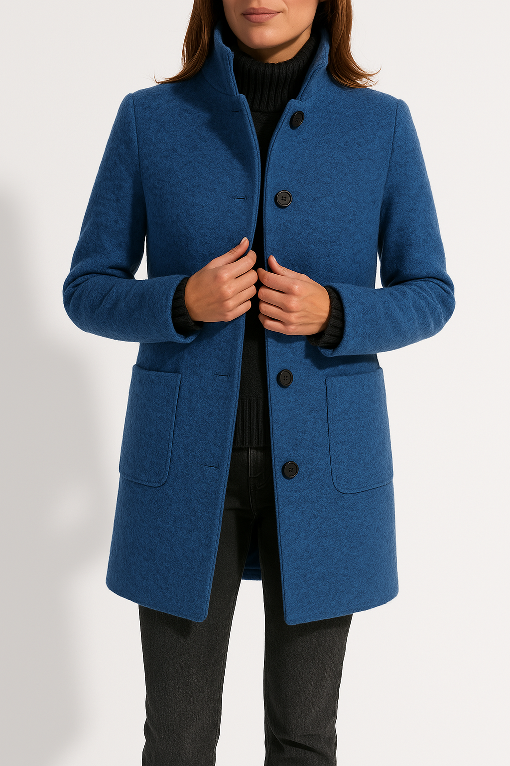Jackets – Elegant polyester coat for women with stylish collar 0