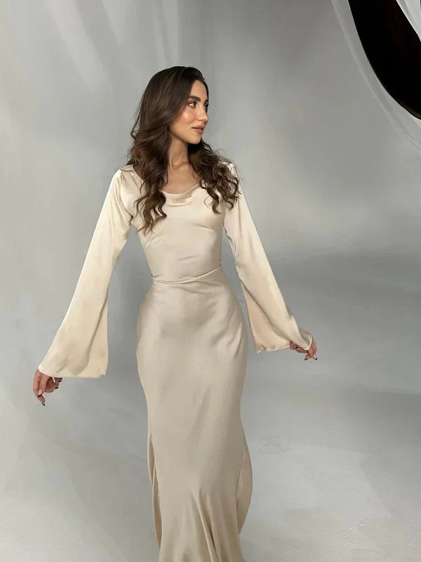 Marie | Maxi Dress Long Sleeve Festive for Women - Elegant Wedding Guest Dress 0