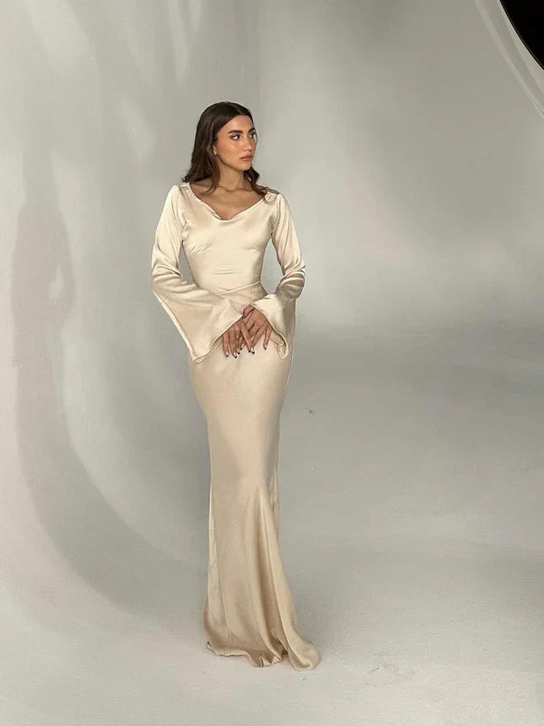 Marie | Maxi Dress Long Sleeve Festive for Women - Elegant Wedding Guest Dress 2