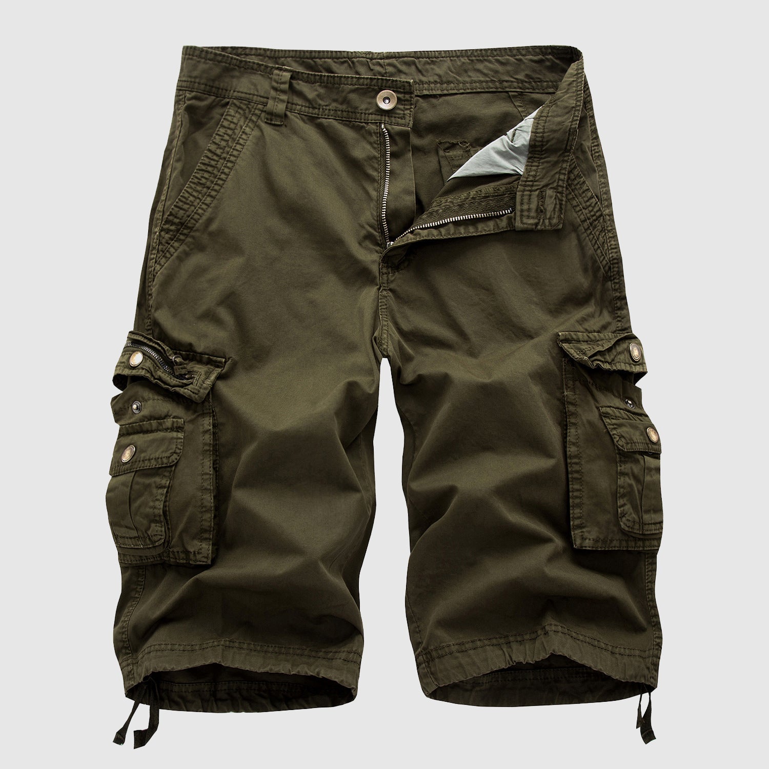 Men’s Cargo Shorts - Durable Cotton - Multiple Pockets - Knee-Length Casual Wear 5