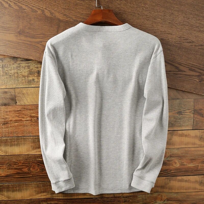 Men’s Long Sleeve Shirt | Waffle Knit Buttoned Collar 7