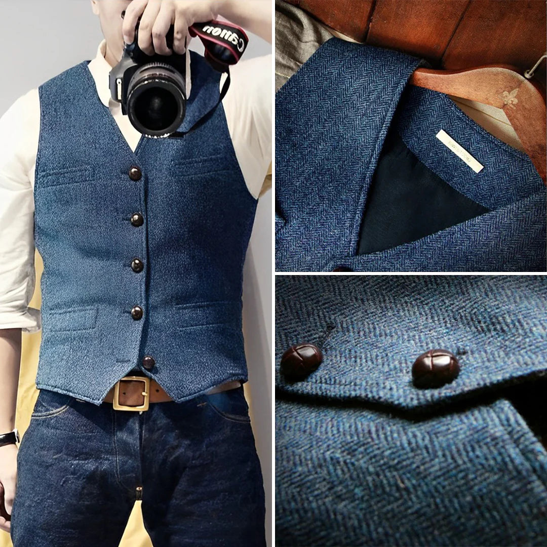 Men's Sleeveless Vintage Vest | Button Placket 1