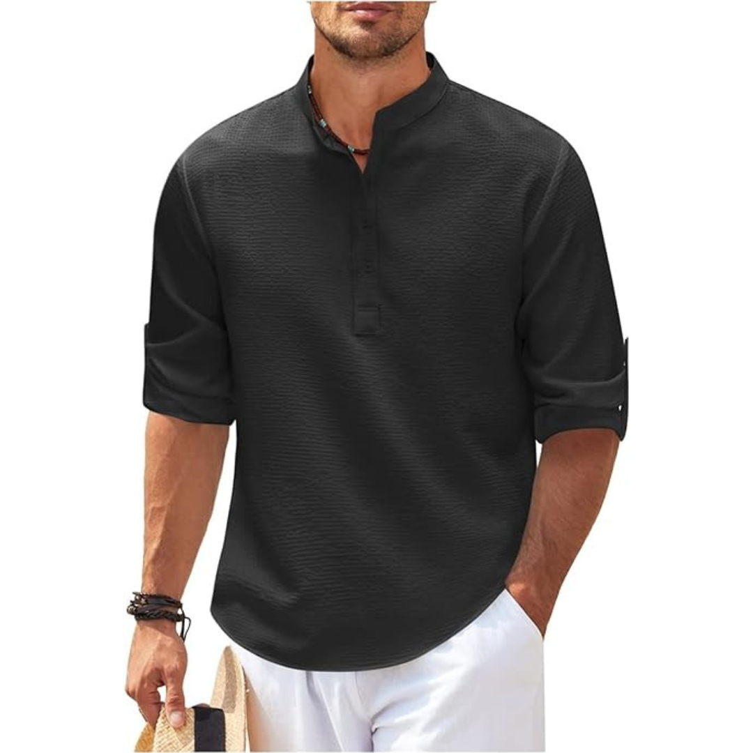 Men's Summer Shirt with Stand-Up Collar | Half Button 1