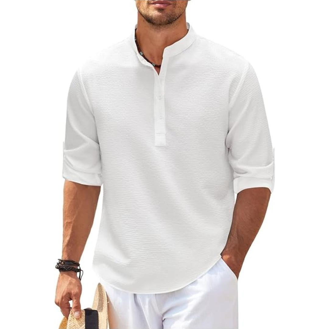 Men's Summer Shirt with Stand-Up Collar | Half Button 2