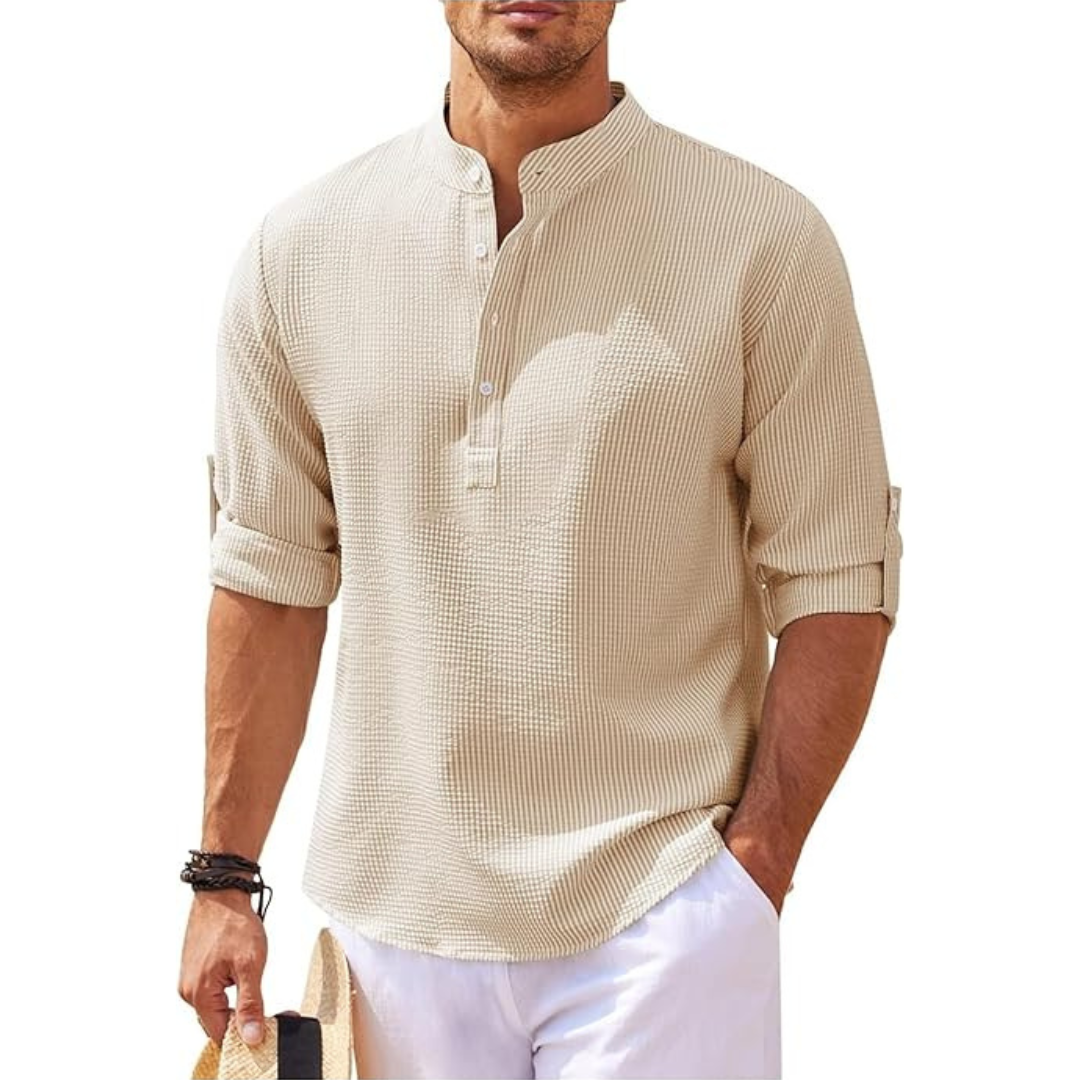 Men's Summer Shirt with Stand-Up Collar | Half Button 3
