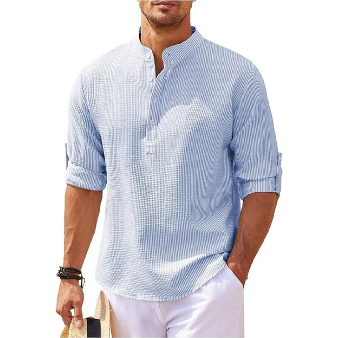 Men's Summer Shirt with Stand-Up Collar | Half Button 4
