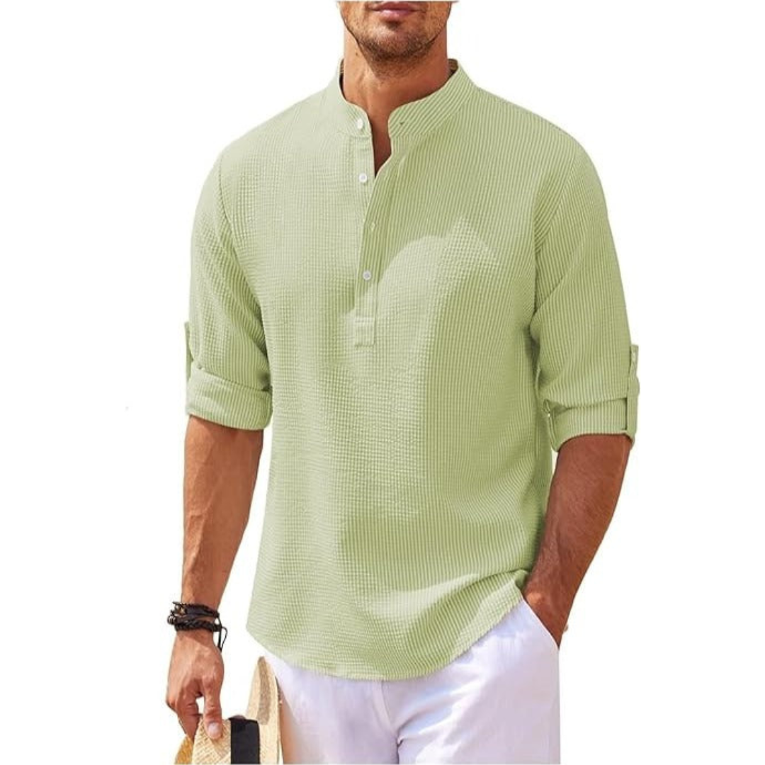 Men's Summer Shirt with Stand-Up Collar | Half Button 5