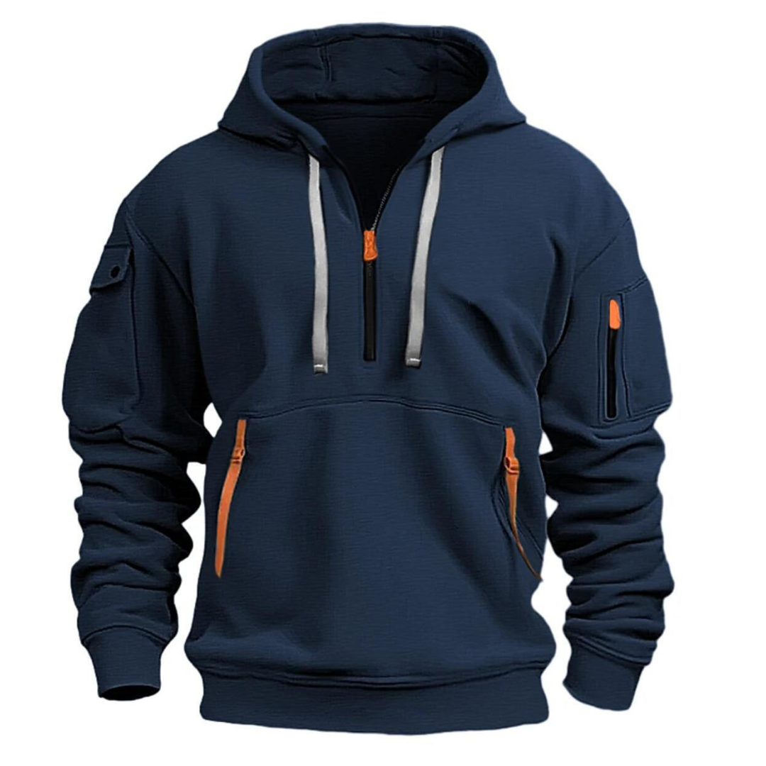 Men's Urban Hoodie | Half-Zip Streetwear with Utility Pockets 0