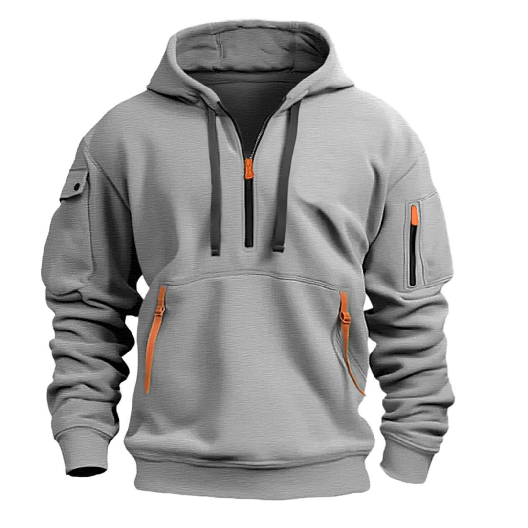 Men's Urban Hoodie | Half-Zip Streetwear with Utility Pockets 1