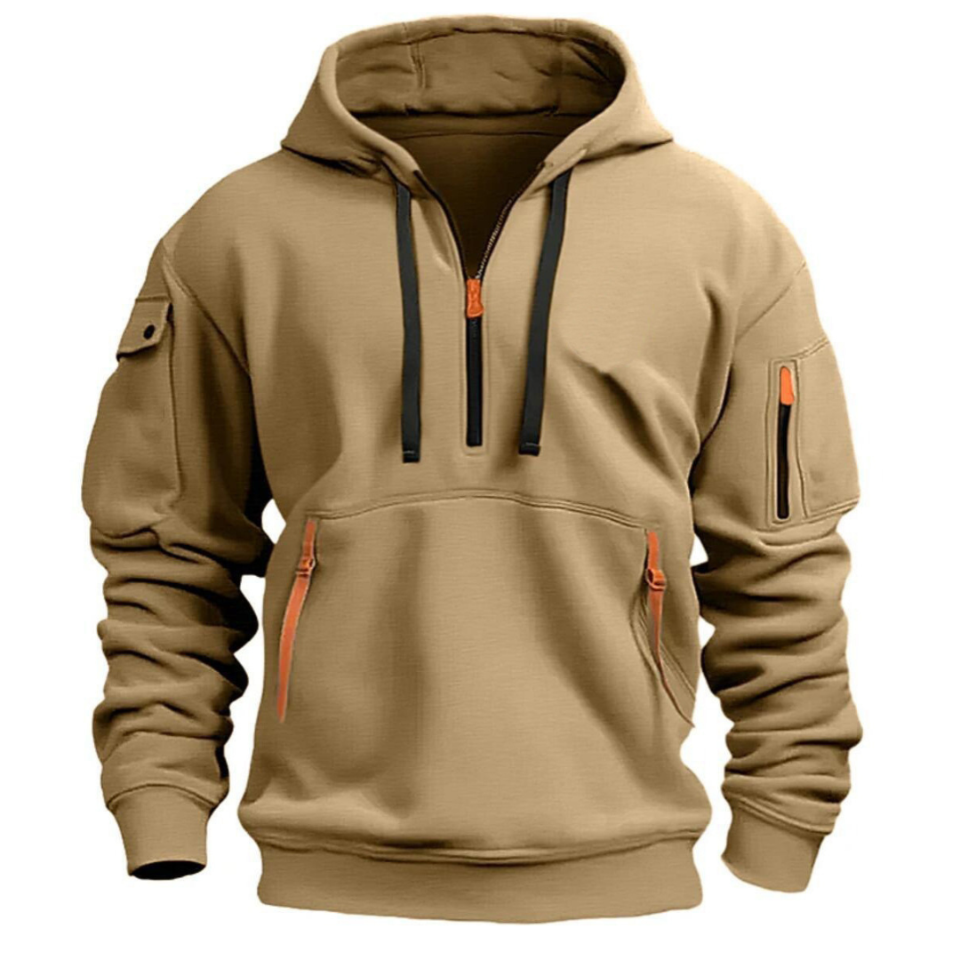 Men's Urban Hoodie | Half-Zip Streetwear with Utility Pockets 3