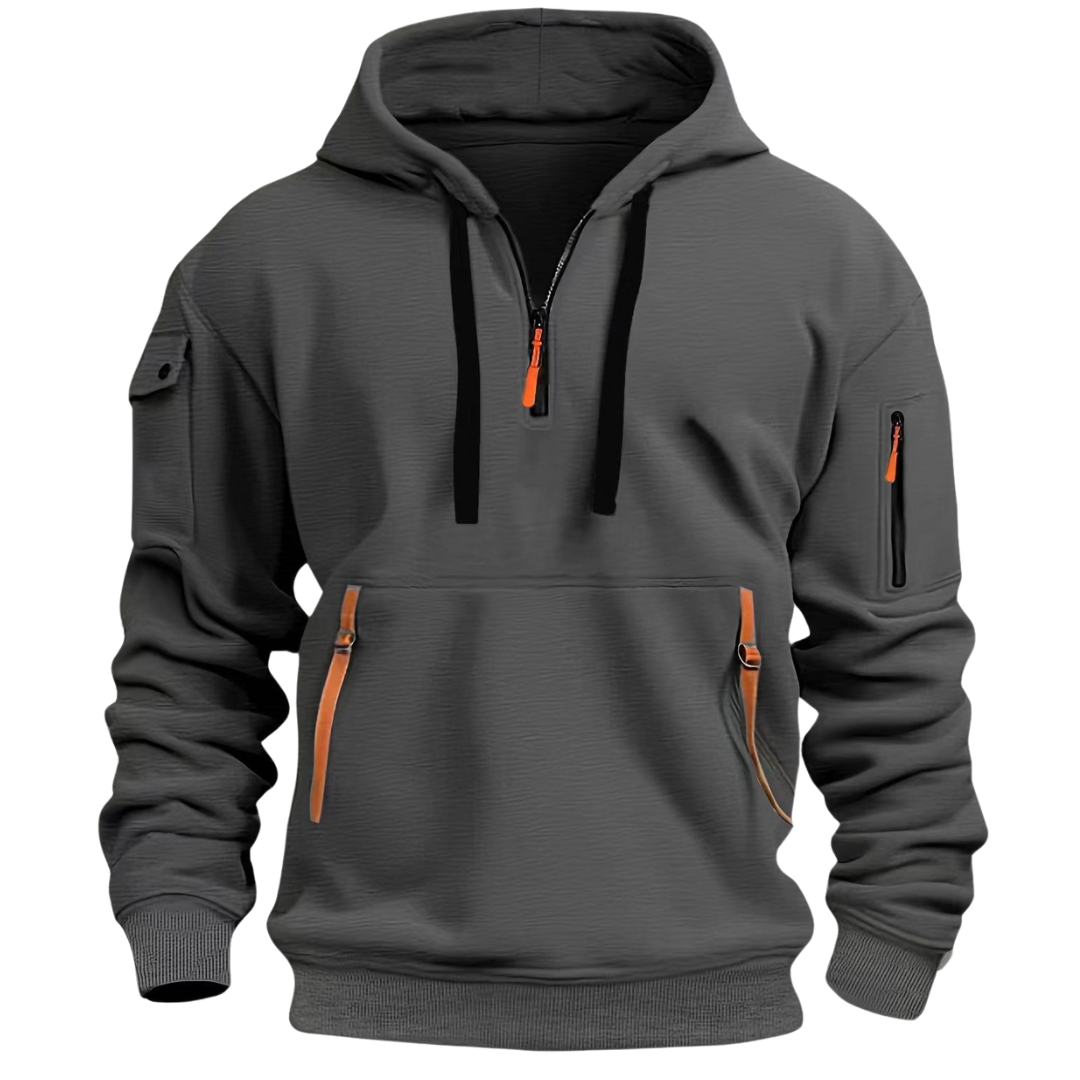 Men's Urban Hoodie | Half-Zip Streetwear with Utility Pockets 4