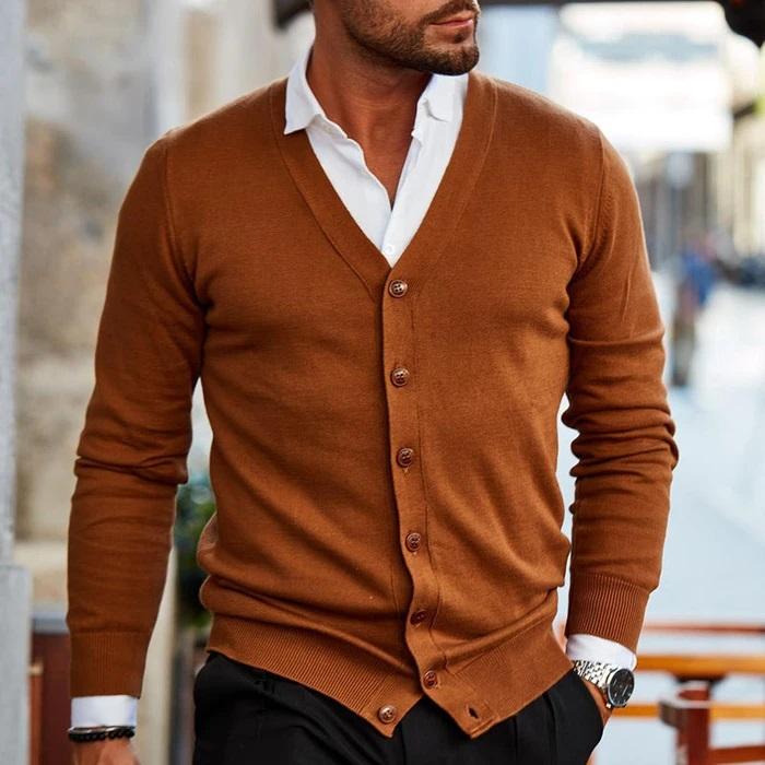 Men's V-Neck Button Cardigan | Smart Casual Fit 1