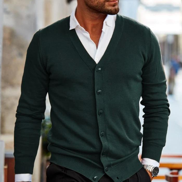 Men's V-Neck Button Cardigan | Smart Casual Fit 2