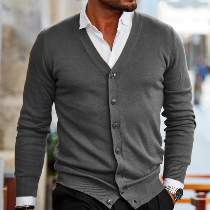Men's V-Neck Button Cardigan | Smart Casual Fit 4
