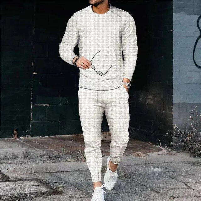 Men's slim fit long sleeve and pants set 0