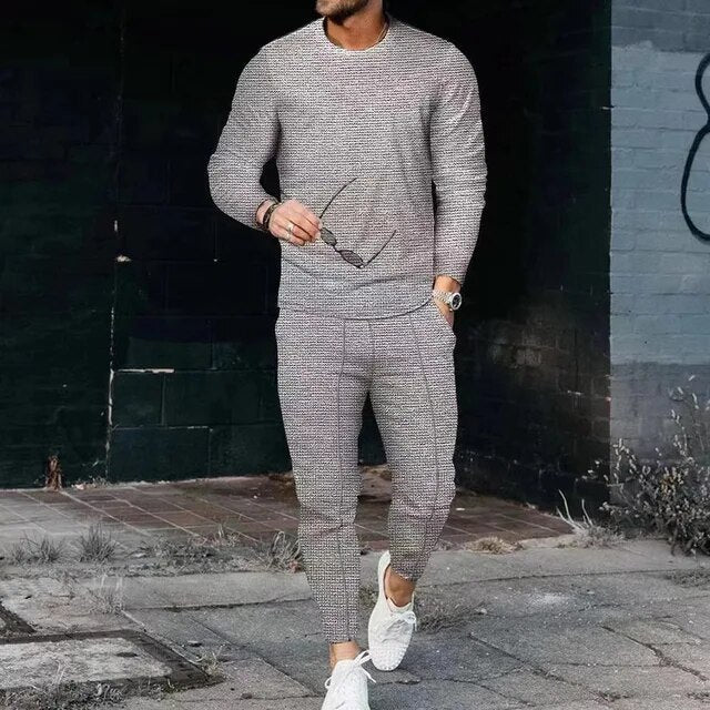 Men's slim fit long sleeve and pants set 1