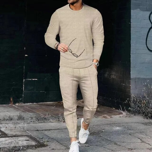 Men's slim fit long sleeve and pants set 2
